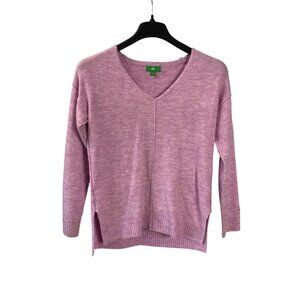 Dip Womens XS V-Neck Lavender Sweater Acrylic Blend Long Sleeve Pullover Oversiz